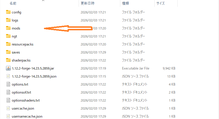 mod フォルダへの配置5