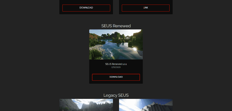 SEUS公式サイトのダウンロードページ